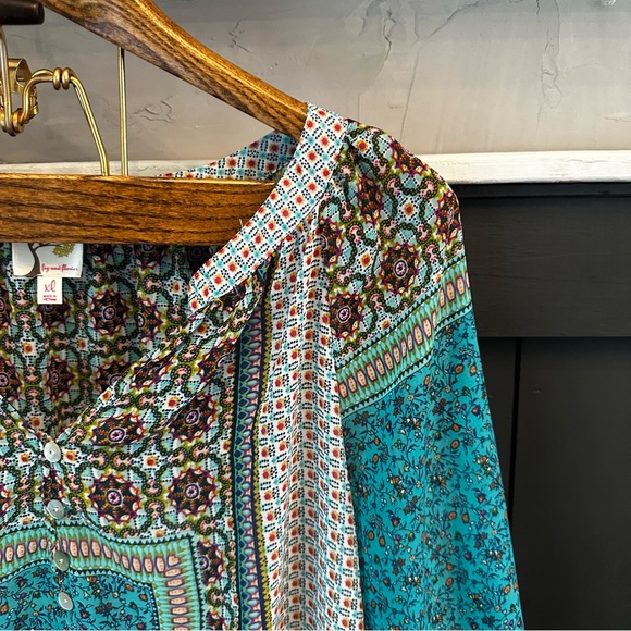 Anthropologie Fig & Flower Blouse Peasant Boho Tunic Top Semi Sheer Size XL - Picture 4 of 13